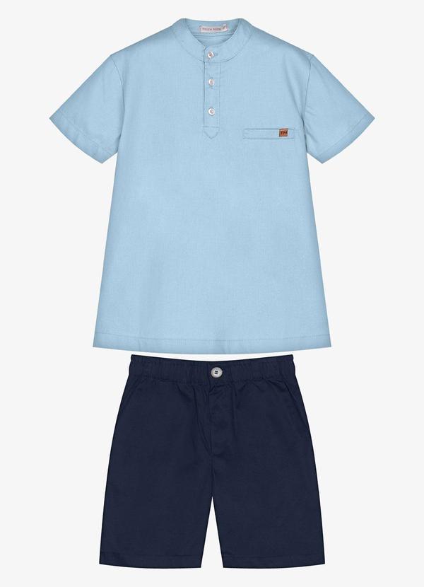 Conjunto Infantil Camisa com Bermuda Azul