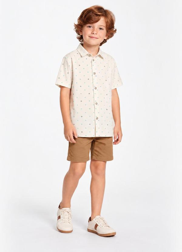 Conjunto Infantil Camisa com Bermuda Bege