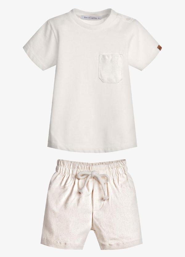 Conjunto Infantil Camisa com Bermuda Bege