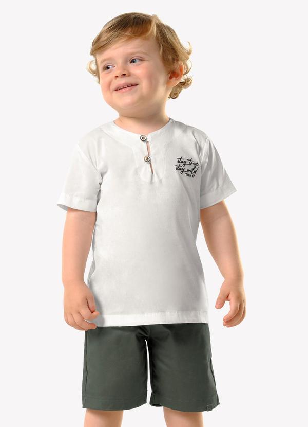Conjunto Infantil Camisa com Bermuda Bege