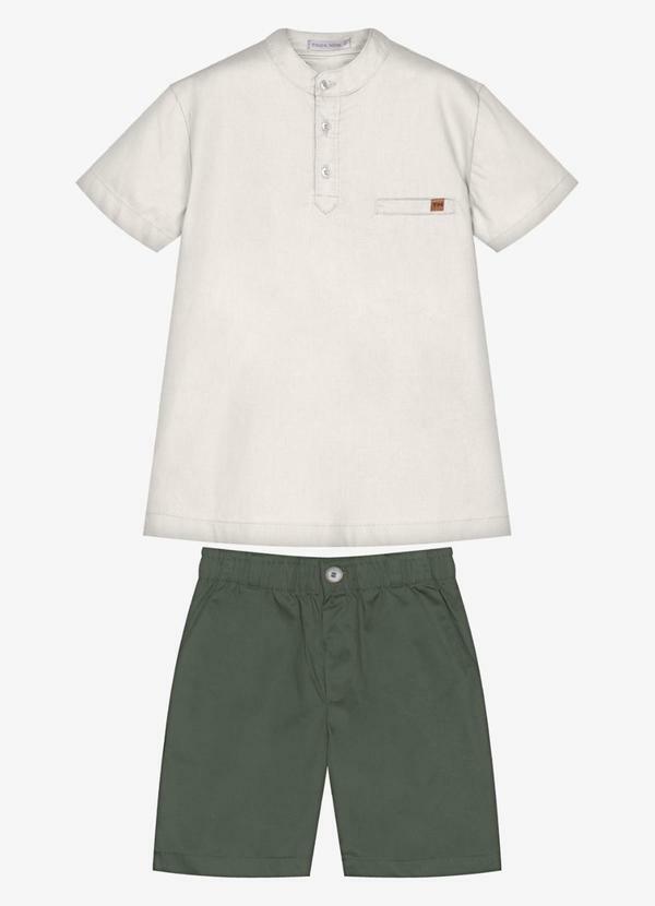 Conjunto Infantil Camisa com Bermuda Bege