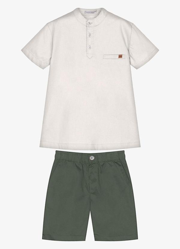 Conjunto Infantil Camisa com Bermuda Bege