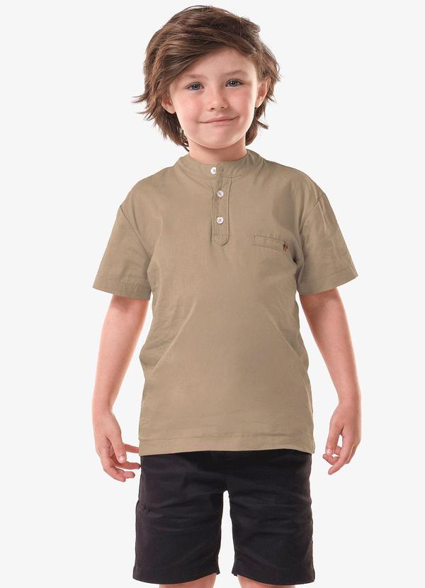 Conjunto Infantil Camisa com Bermuda Bege