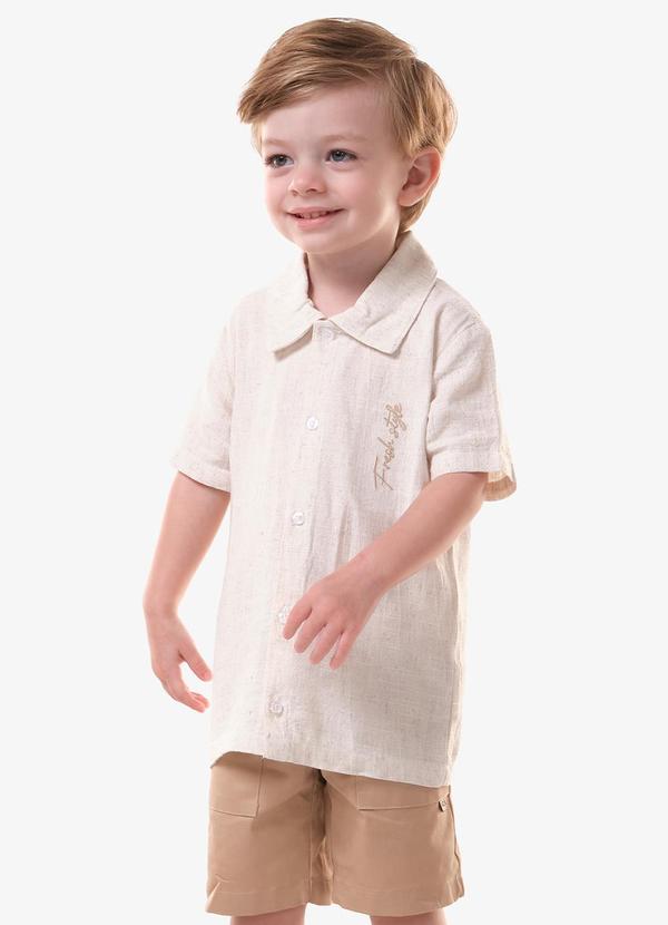 Conjunto Infantil Camisa com Bermuda Bege