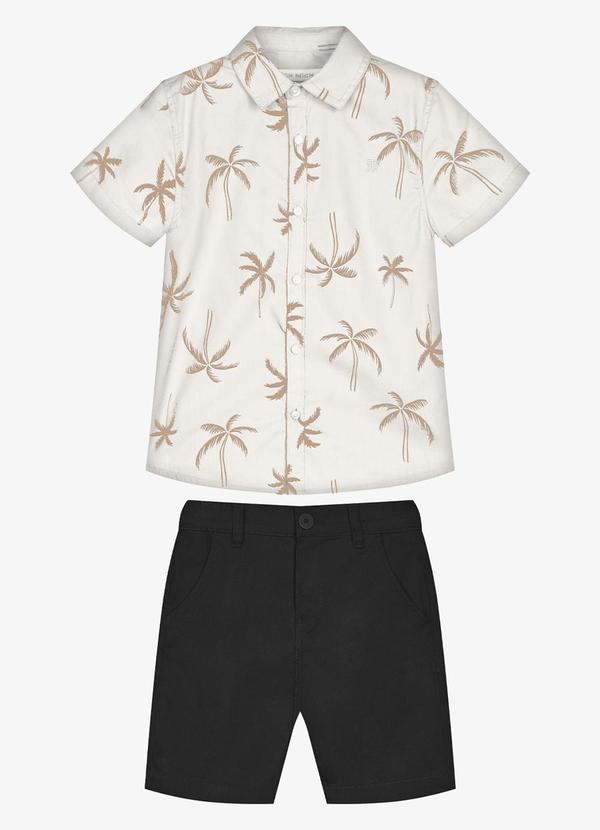 Conjunto Infantil Camisa com Bermuda Bege