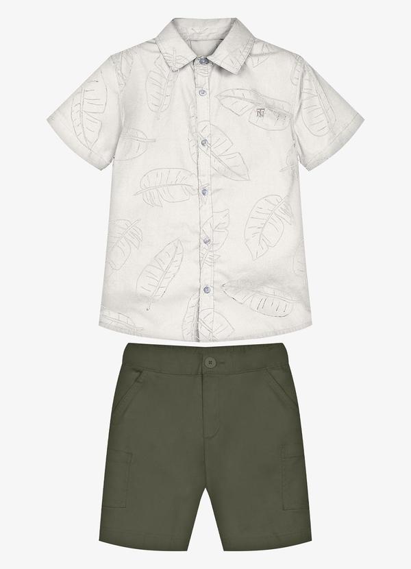 Conjunto Infantil Camisa com Bermuda Bege