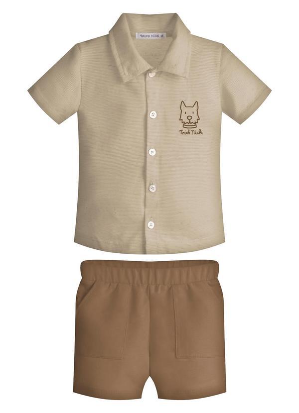 Conjunto Infantil Camisa com Bermuda Marrom