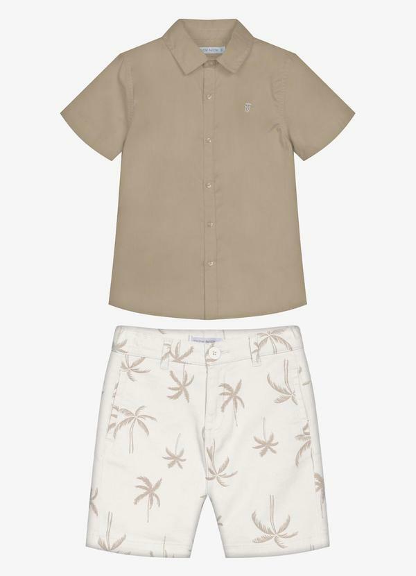 Conjunto Infantil Camisa com Bermuda Marrom