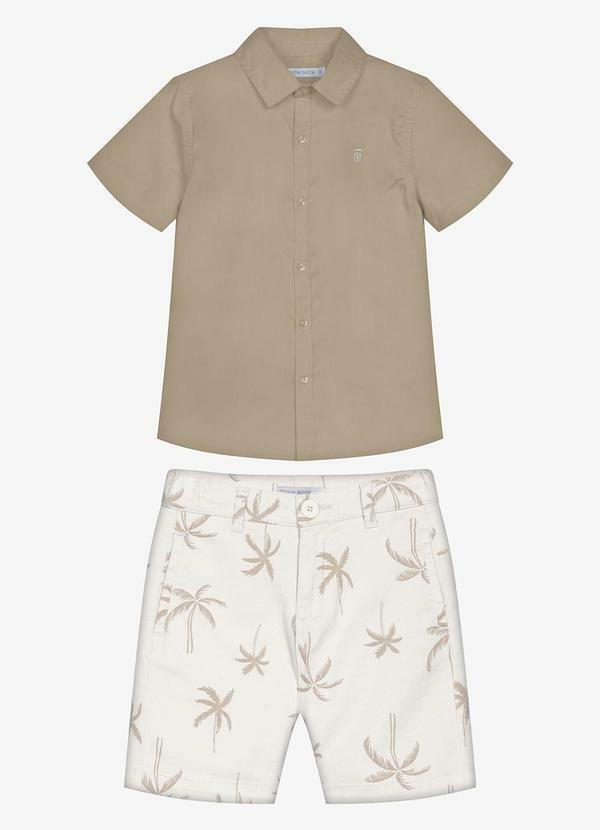 Conjunto Infantil Camisa com Bermuda Marrom
