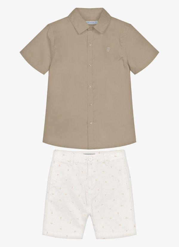 Conjunto Infantil Camisa com Bermuda Marrom