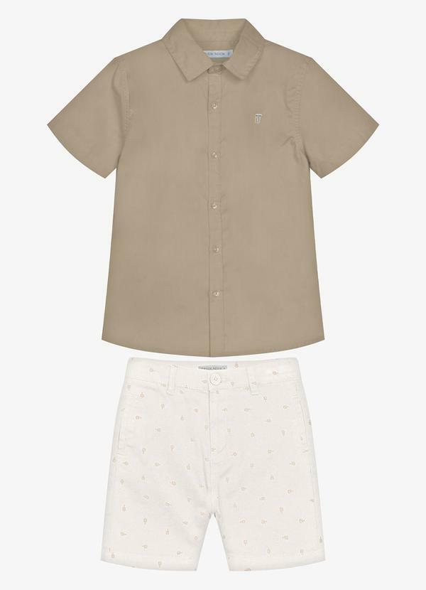 Conjunto Infantil Camisa com Bermuda Marrom