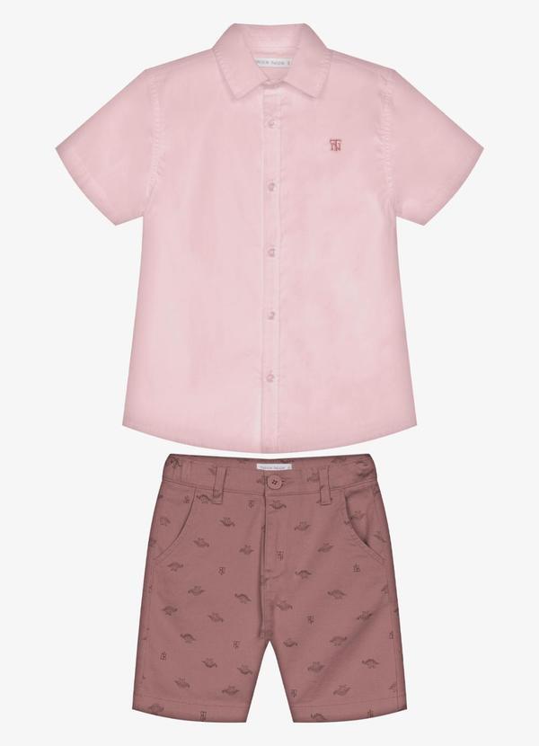 Conjunto Infantil Camisa com Bermuda Rosa