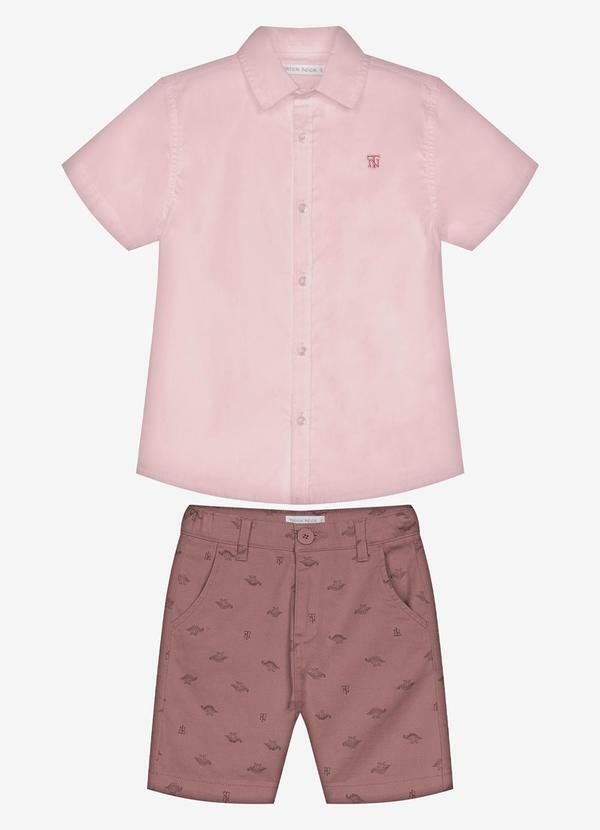 Conjunto Infantil Camisa com Bermuda Rosa