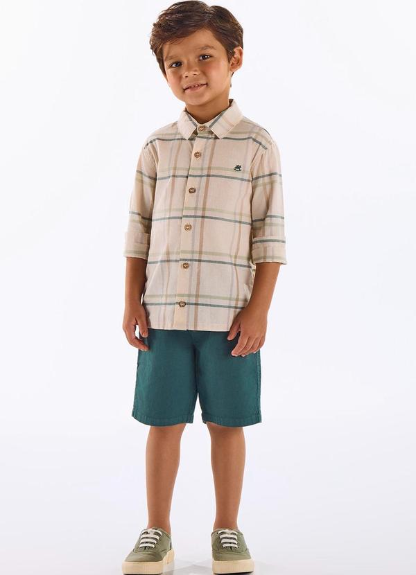 Conjunto Infantil Camisa e Bermuda Bege