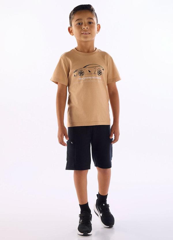 Conjunto Infantil Camiseta Bermuda Marrom