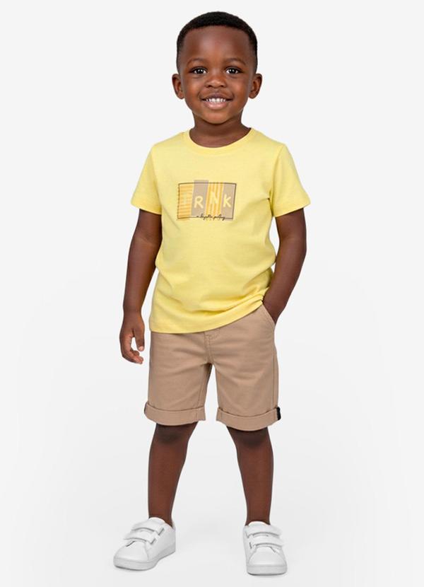 Conjunto Infantil Camiseta com Bermuda Amarelo