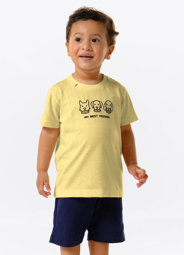 Conjunto Infantil Camiseta com Bermuda Amarelo