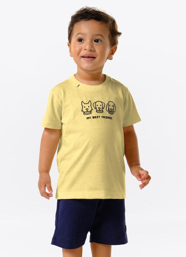 Conjunto Infantil Camiseta com Bermuda Amarelo