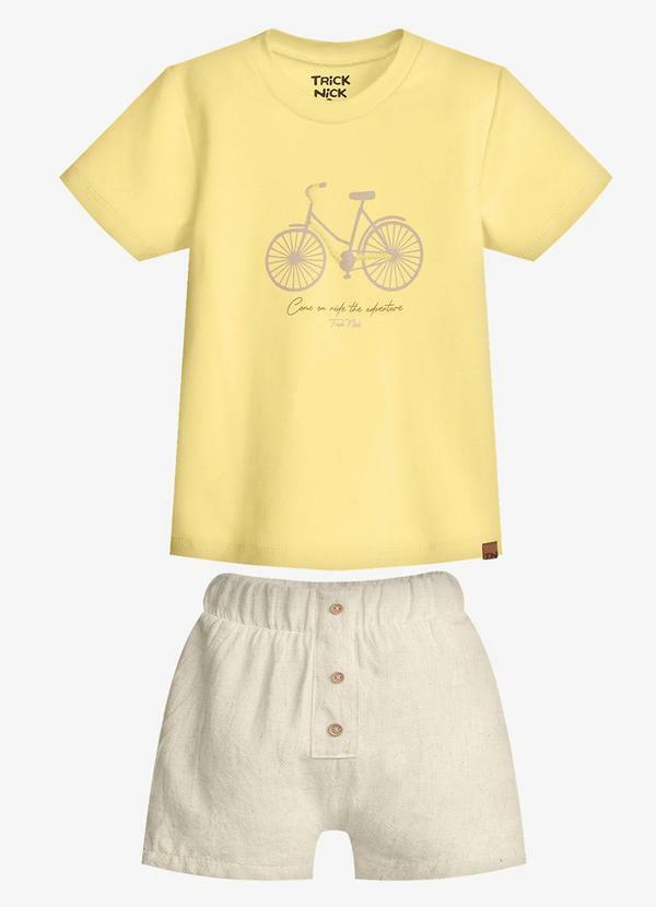 Conjunto Infantil Camiseta com Bermuda Amarelo