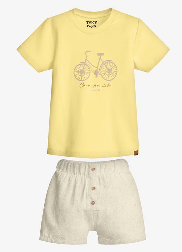 Conjunto Infantil Camiseta com Bermuda Amarelo