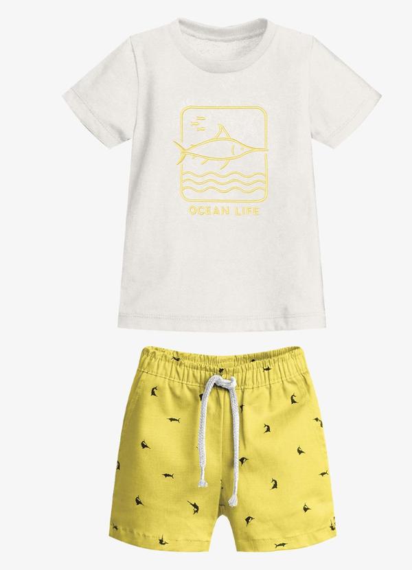 Conjunto Infantil Camiseta com Bermuda Amarelo