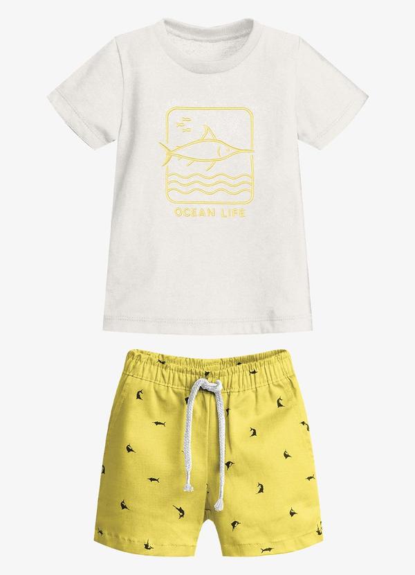 Conjunto Infantil Camiseta com Bermuda Amarelo