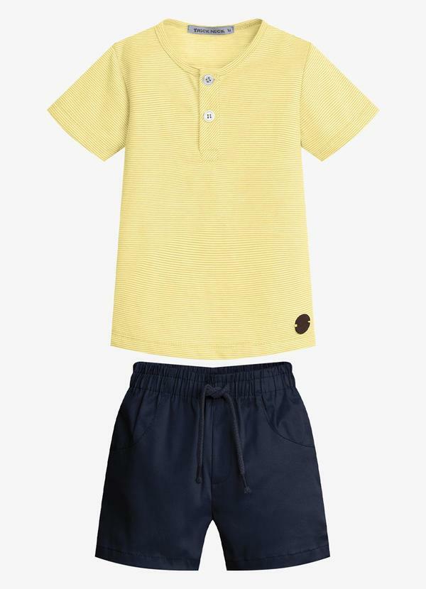 Conjunto Infantil Camiseta com Bermuda Amarelo
