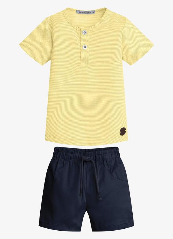 Conjunto Infantil Camiseta com Bermuda Amarelo