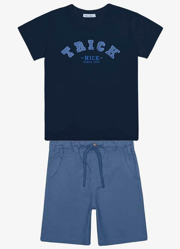 Conjunto Infantil Camiseta com Bermuda Azul
