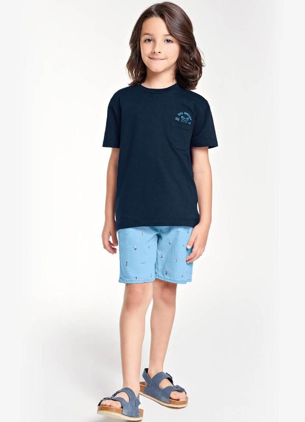 Conjunto Infantil Camiseta com Bermuda Azul