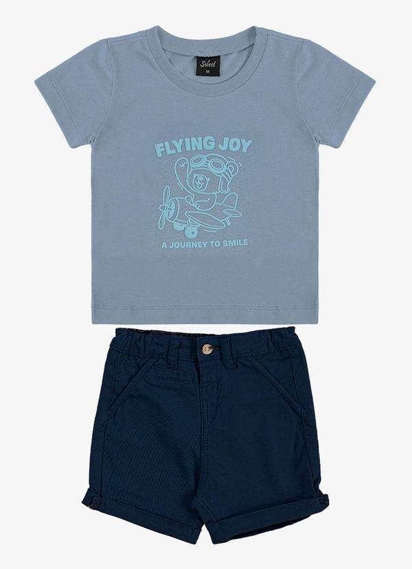 Conjunto Infantil Camiseta com Bermuda Azul