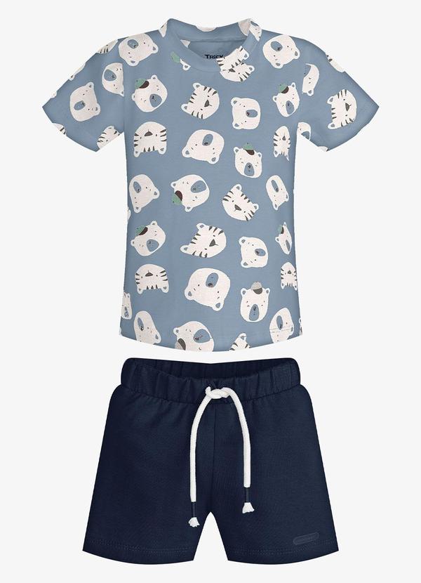 Conjunto Infantil Camiseta com Bermuda Azul
