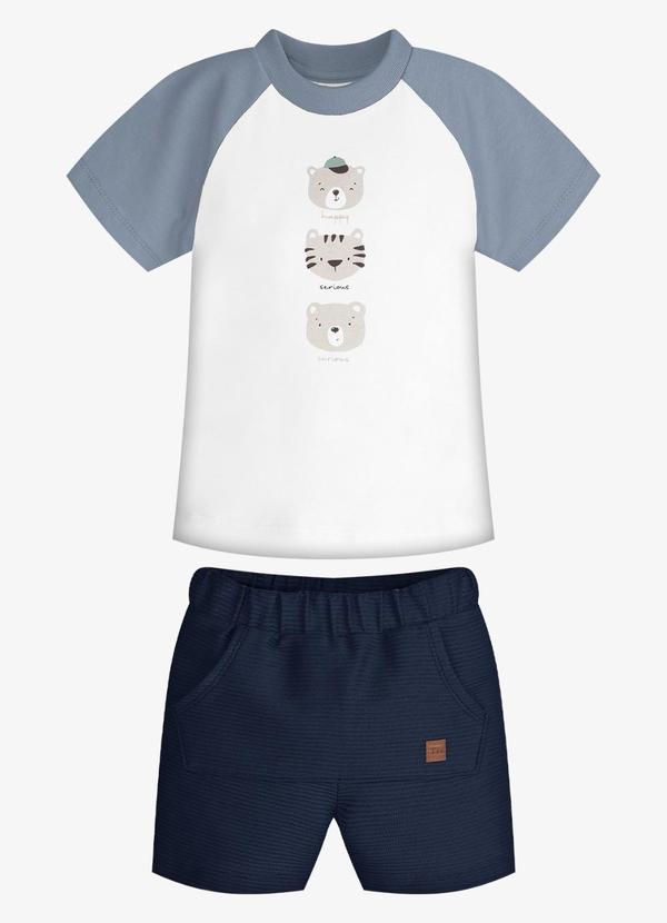 Conjunto Infantil Camiseta com Bermuda Azul