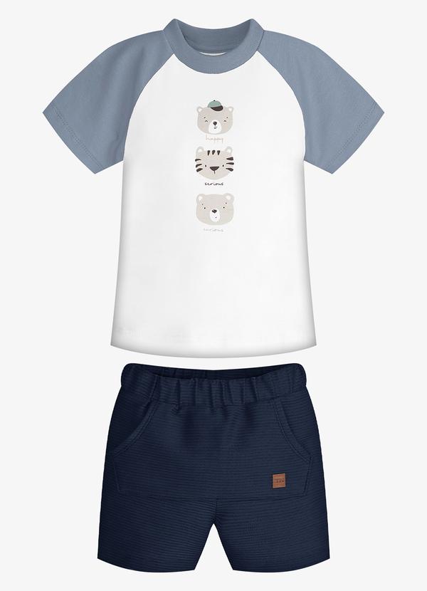 Conjunto Infantil Camiseta com Bermuda Azul