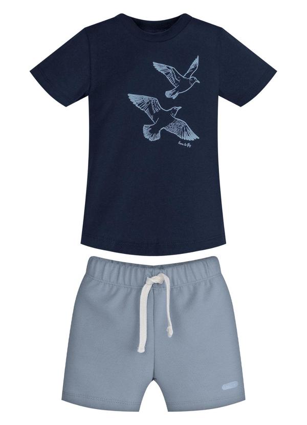 Conjunto Infantil Camiseta com Bermuda Azul