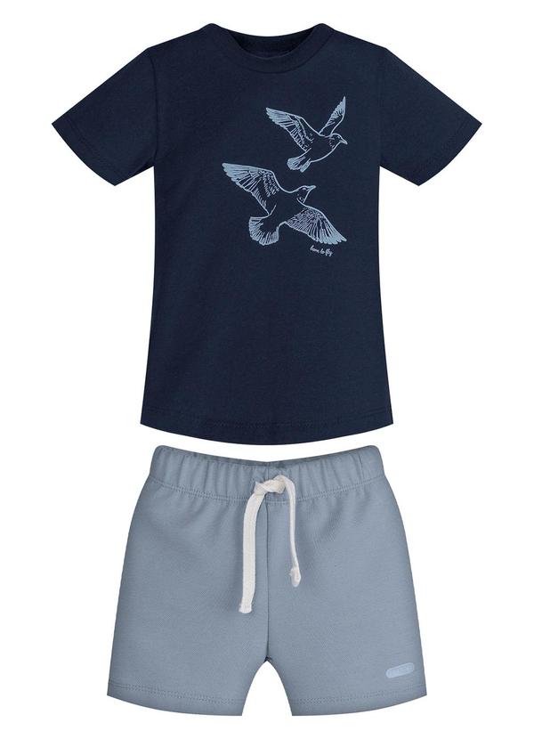 Conjunto Infantil Camiseta com Bermuda Azul