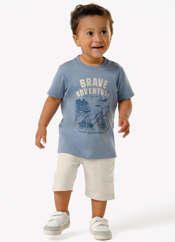 Conjunto Infantil Camiseta com Bermuda Azul