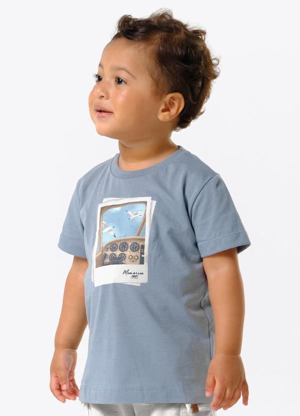 Conjunto Infantil Camiseta com Bermuda Azul