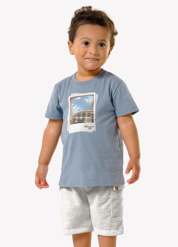 Conjunto Infantil Camiseta com Bermuda Azul