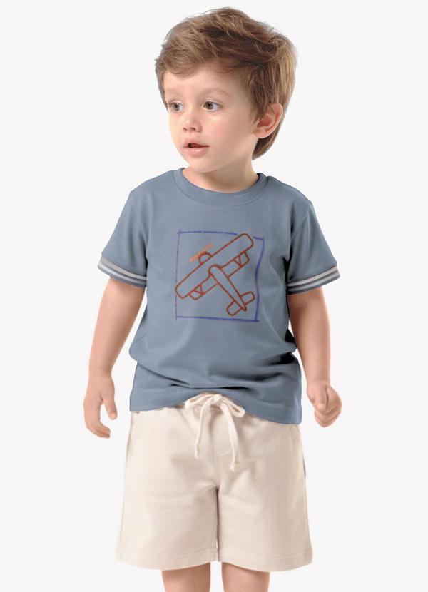 Conjunto Infantil Camiseta com Bermuda Azul