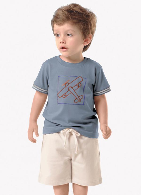 Conjunto Infantil Camiseta com Bermuda Azul