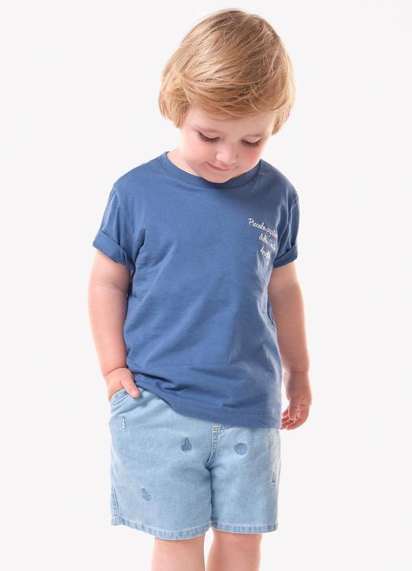 Conjunto Infantil Camiseta com Bermuda Azul