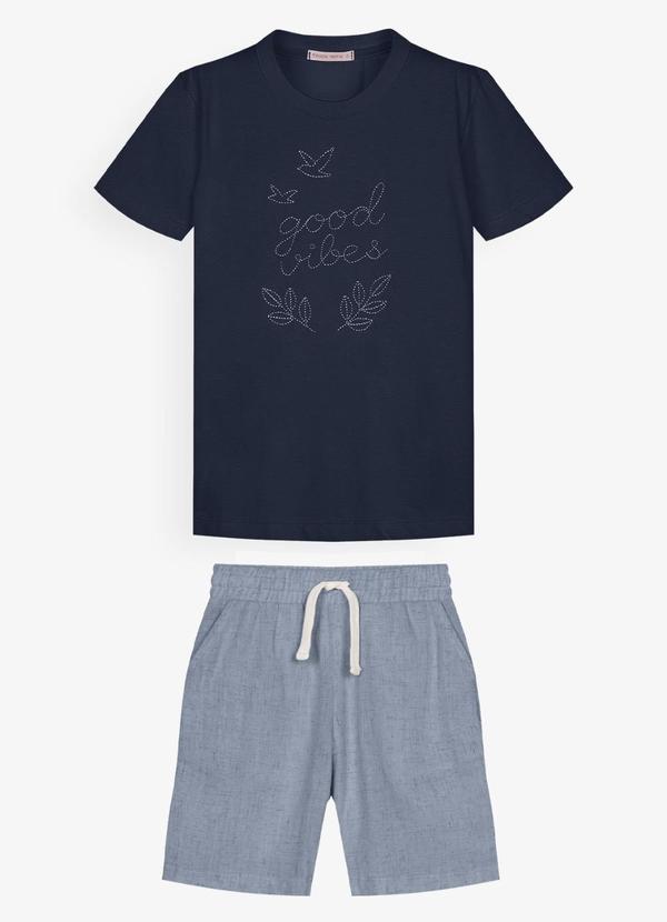 Conjunto Infantil Camiseta com Bermuda Azul