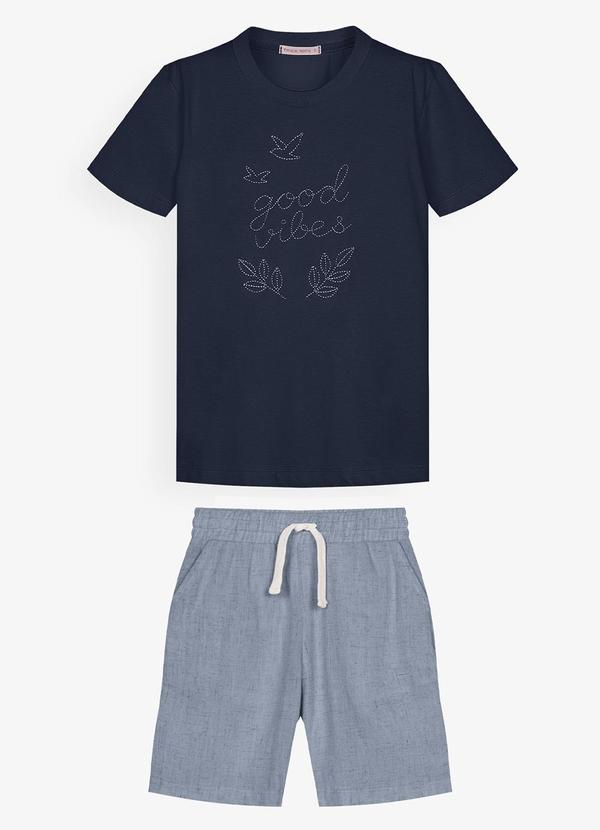 Conjunto Infantil Camiseta com Bermuda Azul