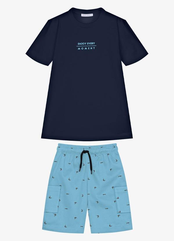 Conjunto Infantil Camiseta com Bermuda Azul