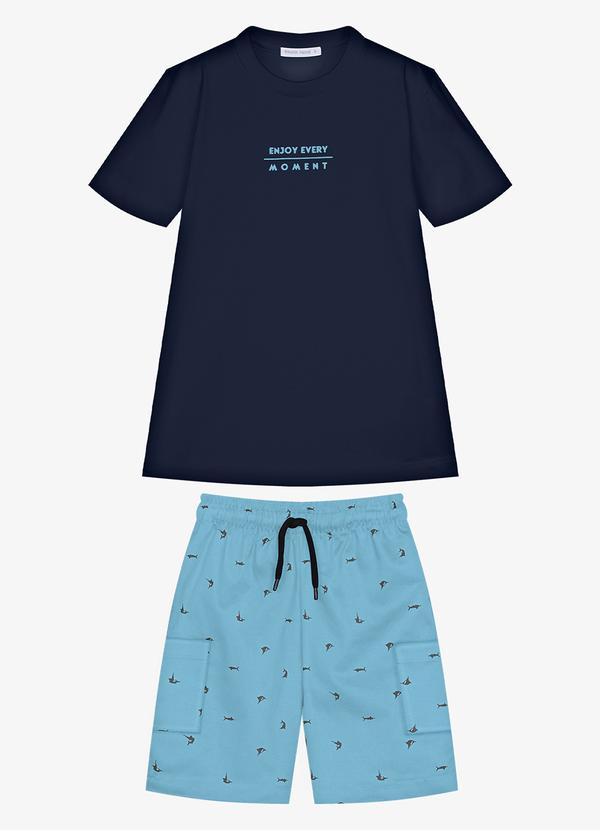 Conjunto Infantil Camiseta com Bermuda Azul