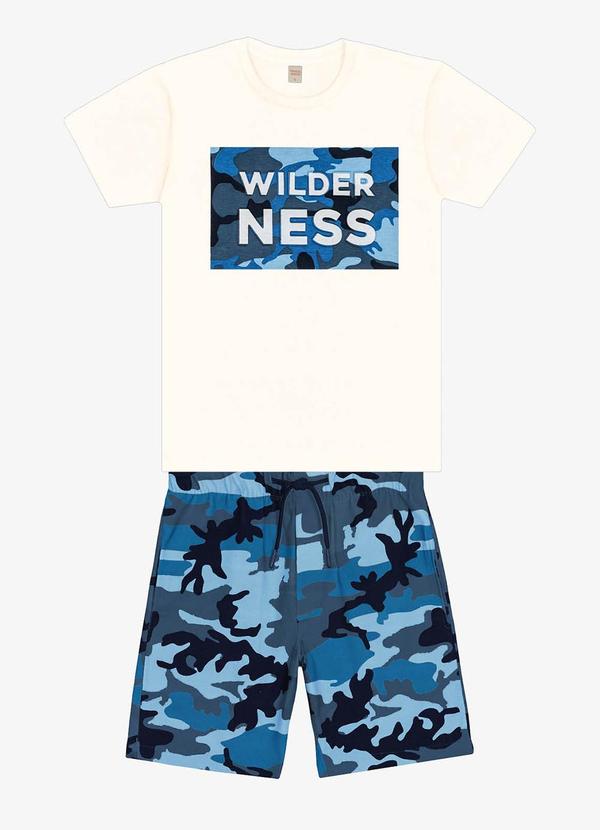 Vista 2 Conjunto Infantil Camiseta com Bermuda Bege Trick Nick Trick Nick