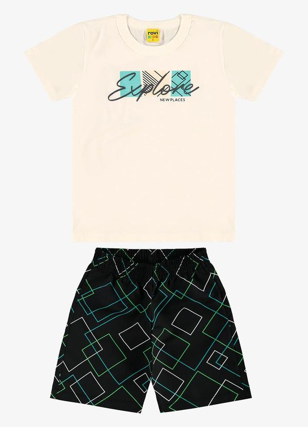 Conjunto Infantil Camiseta com Bermuda Bege