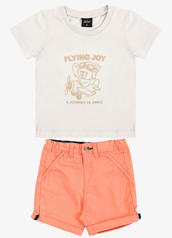 Conjunto Infantil Camiseta com Bermuda Bege
