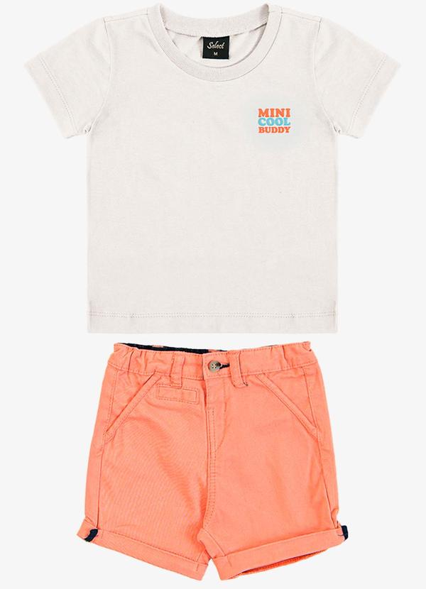 Conjunto Infantil Camiseta com Bermuda Bege